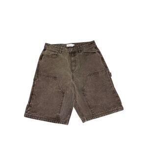 Topman Brown Double Knee Carpenter Denim Shorts